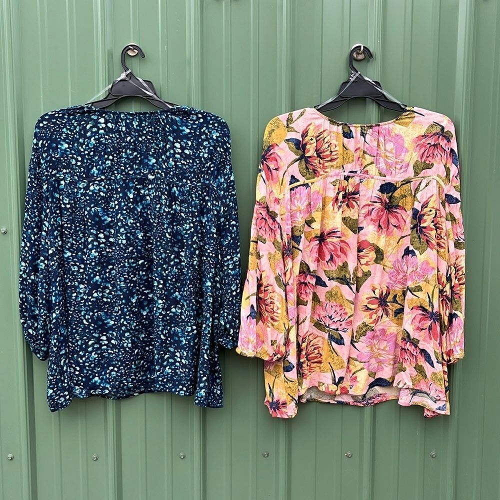 Women's Lightweight Poet Sleeve Blouse Shirt 2-Pack Size 4X - Picture 2 of 12
